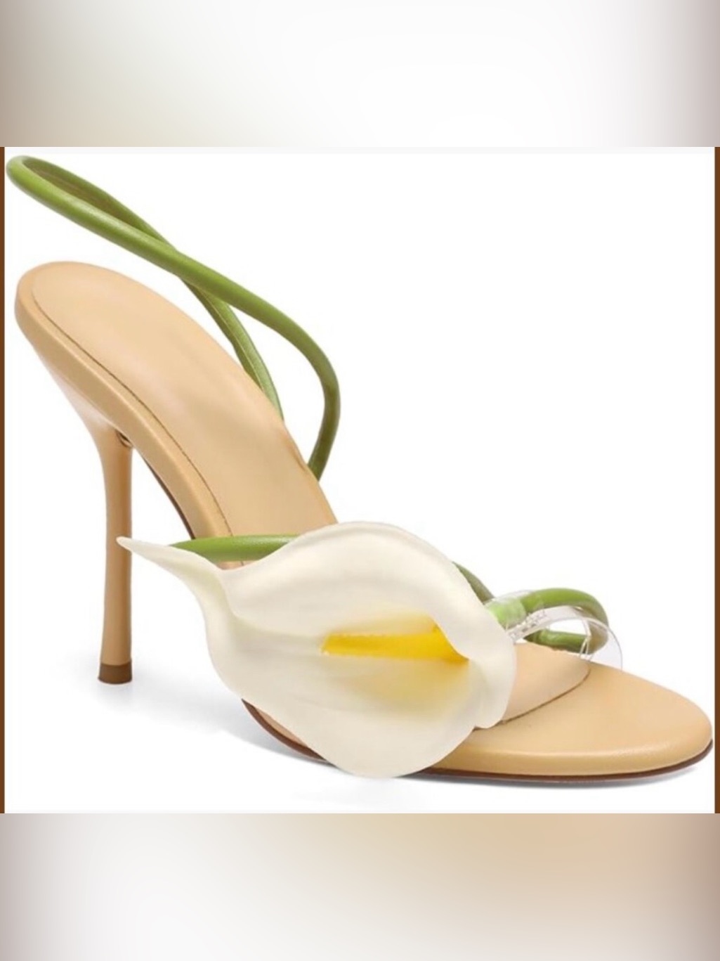 Calla Lily Flower Strappy Floral Stiletto Heels Size 10
